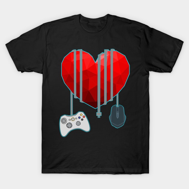 Gamer couple valentine day gift T-Shirt by Flipodesigner